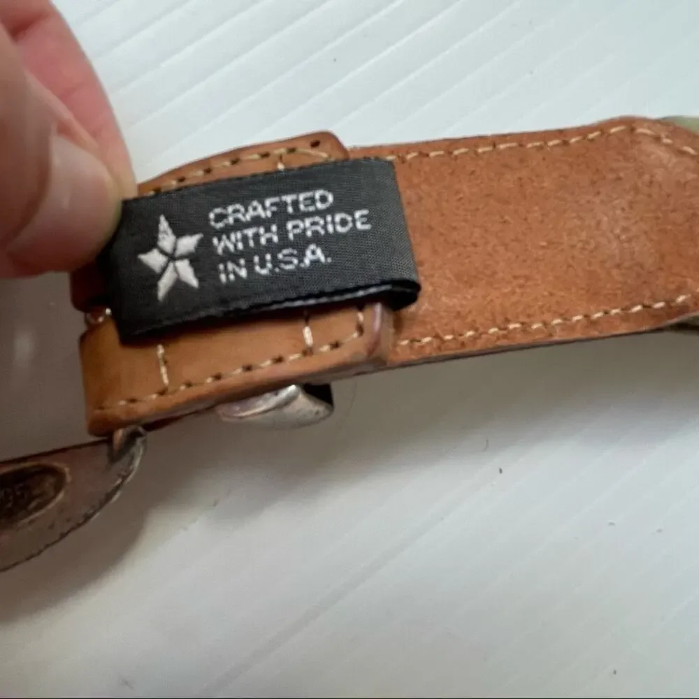 Brighton multicolored leather belt silver colored buckle and hardware